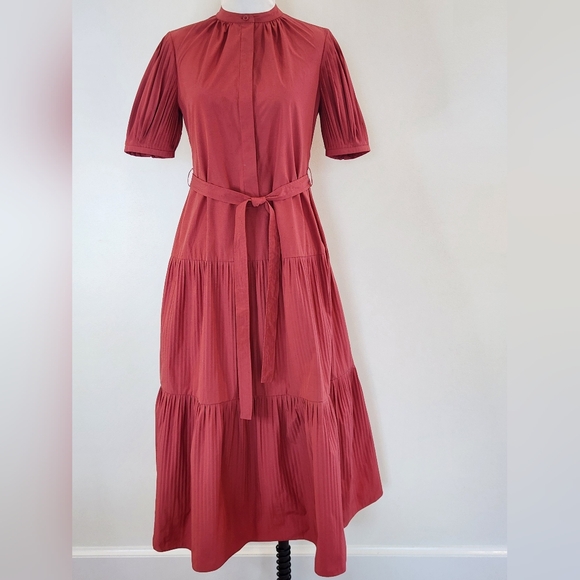 NWT || DEREK LAM 10 CROSBY || size 0, tiered dress, a-line, short sleeved - Picture 4 of 12